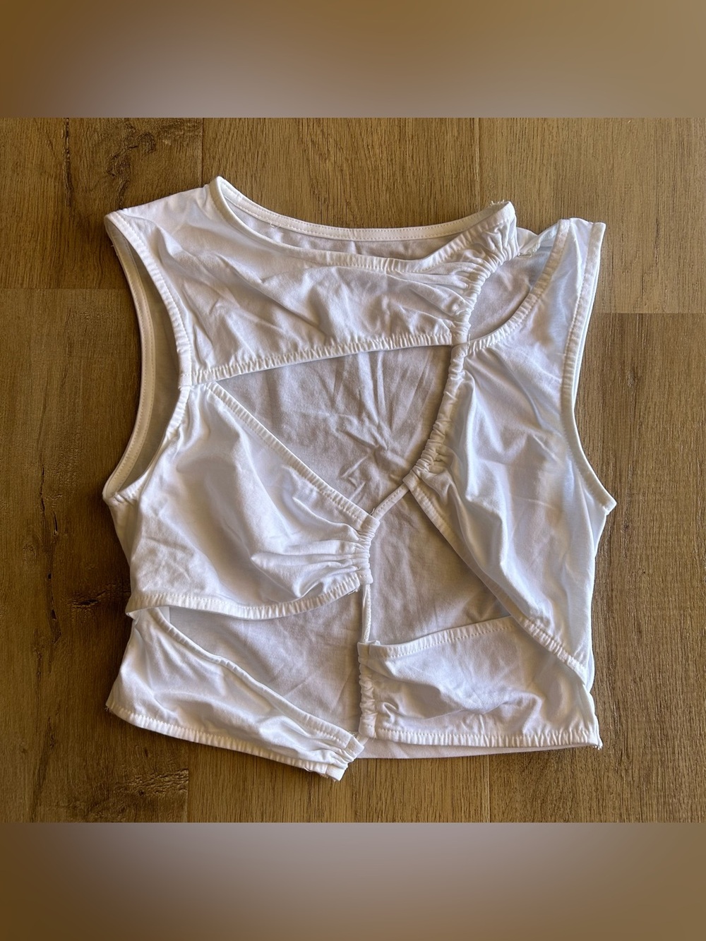 Beige Botany Abstract Cutout Tank Top